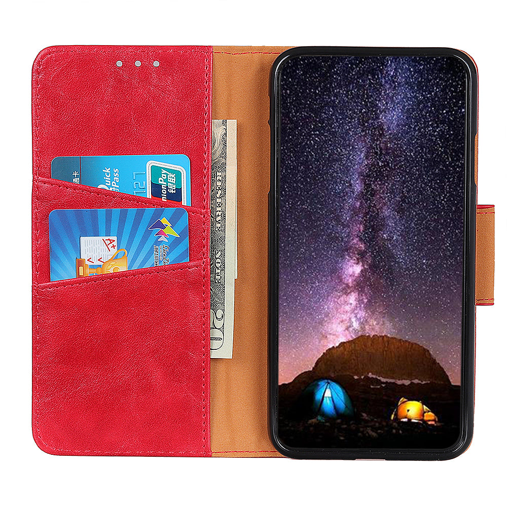 Scratch-resistant Drop-proof Crazy Horse Texture Split Leather + TPU Phone Cover Stand Case with Wallet for Oppo Reno7 5G (China)