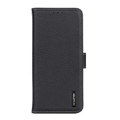 KHAZNEH Litchi Texture Top Layer Genuine Leather Cover Flip Book Stand Shockproof Wallet Phone Case for Oppo Reno7 5G (China)