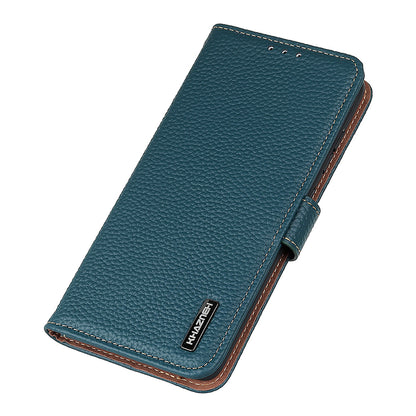 KHAZNEH Litchi Texture Top Layer Genuine Leather Cover Flip Book Stand Shockproof Wallet Phone Case for Oppo Reno7 5G (China)