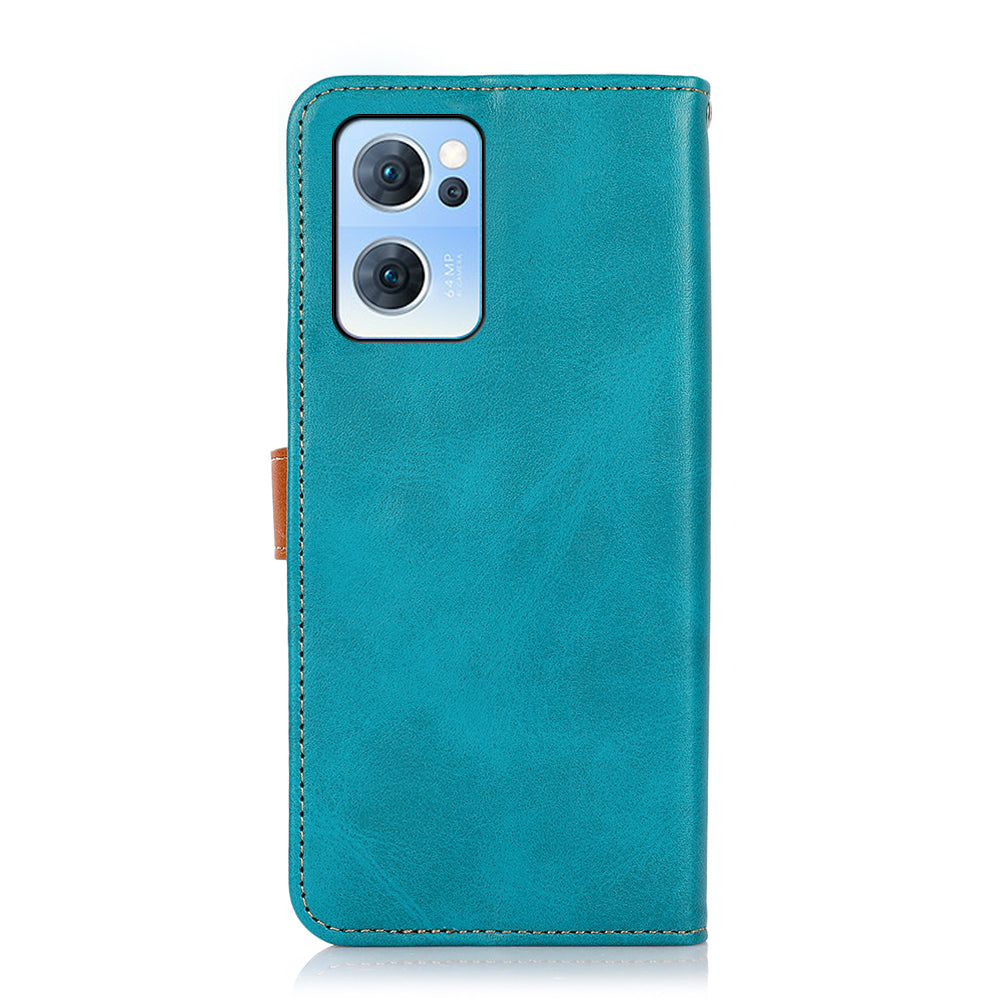 KHAZNEH Anti-fall Magnetic Golden Clasp Wallet Stand PU Leather + TPU Case Protective Cover for Oppo Reno7 5G (China)