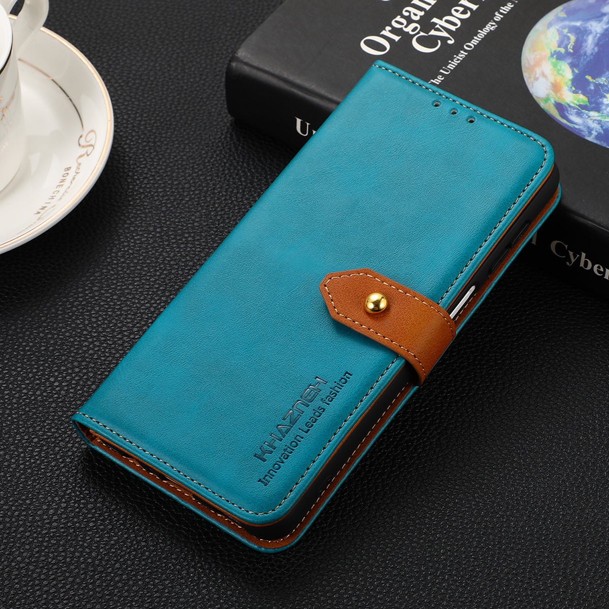 KHAZNEH Anti-fall Magnetic Golden Clasp Wallet Stand PU Leather + TPU Case Protective Cover for Oppo Reno7 5G (China)