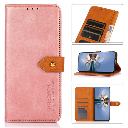 KHAZNEH Anti-fall Magnetic Golden Clasp Wallet Stand PU Leather + TPU Case Protective Cover for Oppo Reno7 5G (China)