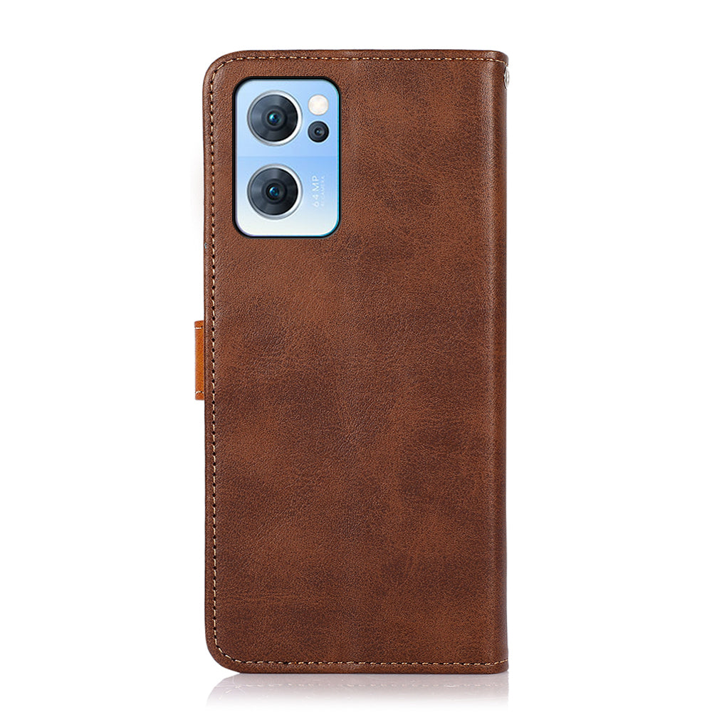 KHAZNEH Anti-fall Magnetic Golden Clasp Wallet Stand PU Leather + TPU Case Protective Cover for Oppo Reno7 5G (China)