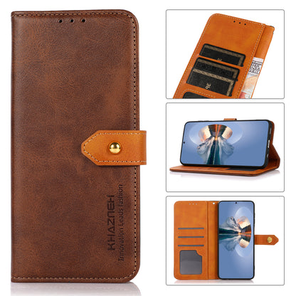 KHAZNEH Anti-fall Magnetic Golden Clasp Wallet Stand PU Leather + TPU Case Protective Cover for Oppo Reno7 5G (China)