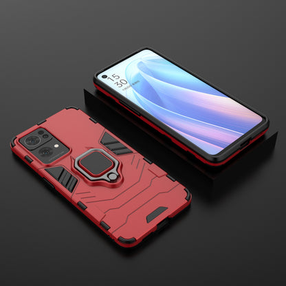 Hybrid Hard PC Soft TPU Bumper Drop Protection Anti-Fall Cover with Ring Holder Kickstand for Oppo Reno7 Pro 5G