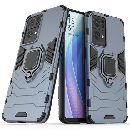 Hybrid Hard PC Soft TPU Bumper Drop Protection Anti-Fall Cover with Ring Holder Kickstand for Oppo Reno7 Pro 5G