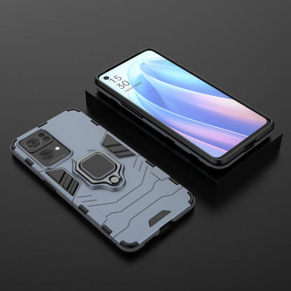 Hybrid Hard PC Soft TPU Bumper Drop Protection Anti-Fall Cover with Ring Holder Kickstand for Oppo Reno7 Pro 5G