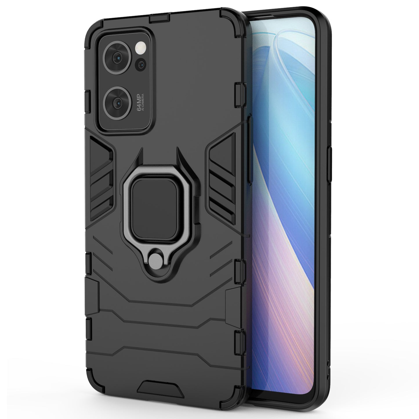 Ring Kickstand Hybrid Hard PC Soft TPU Protective Dual Layer Shockproof Case for Oppo Reno7 5G (China)