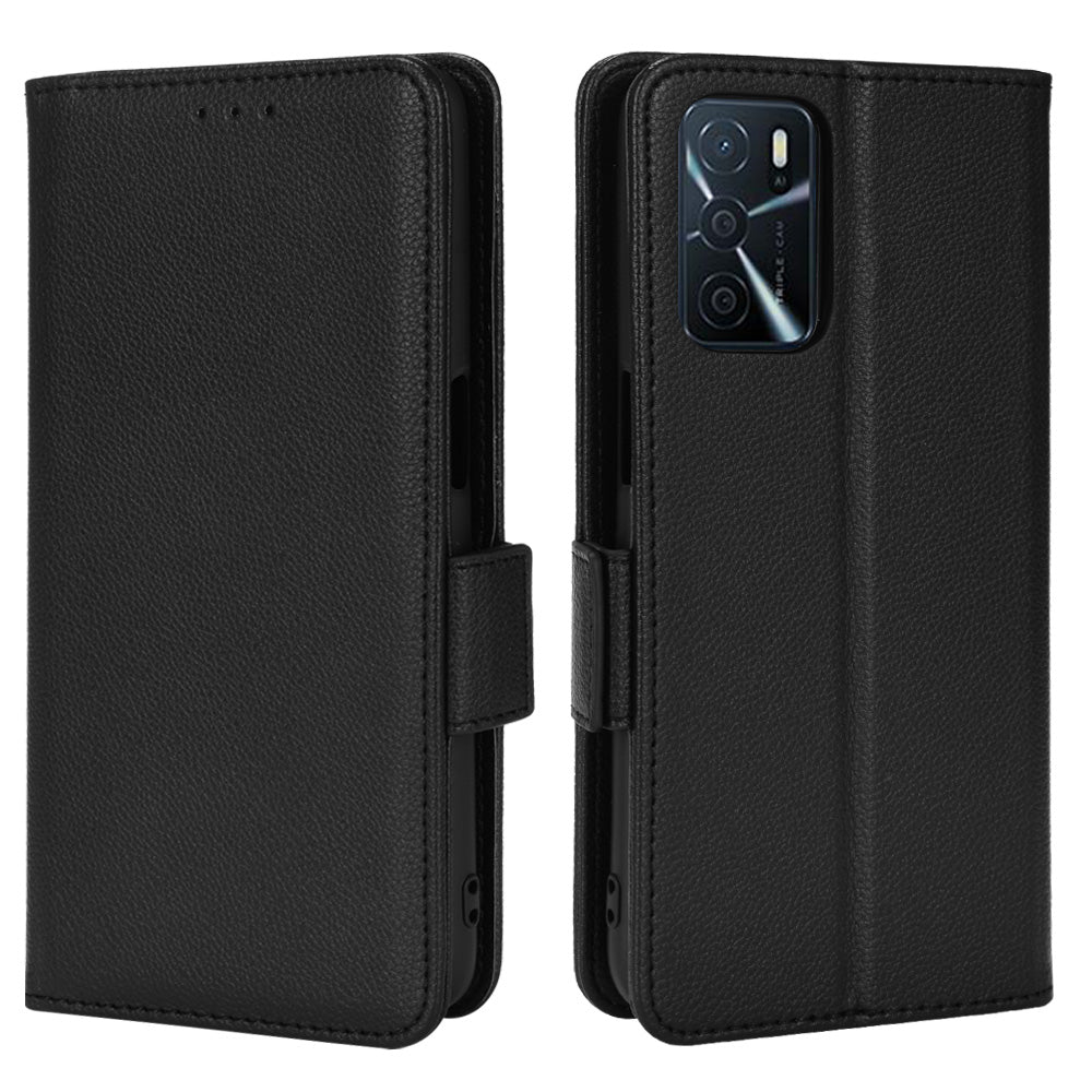 Stand Magnetic Closure Litchi Texture PU Leather Wallet Case Shockproof TPU Flip Cover for Oppo A54s / A16s / A16 / A54 4G / A55 4G/5G / A53s 5G