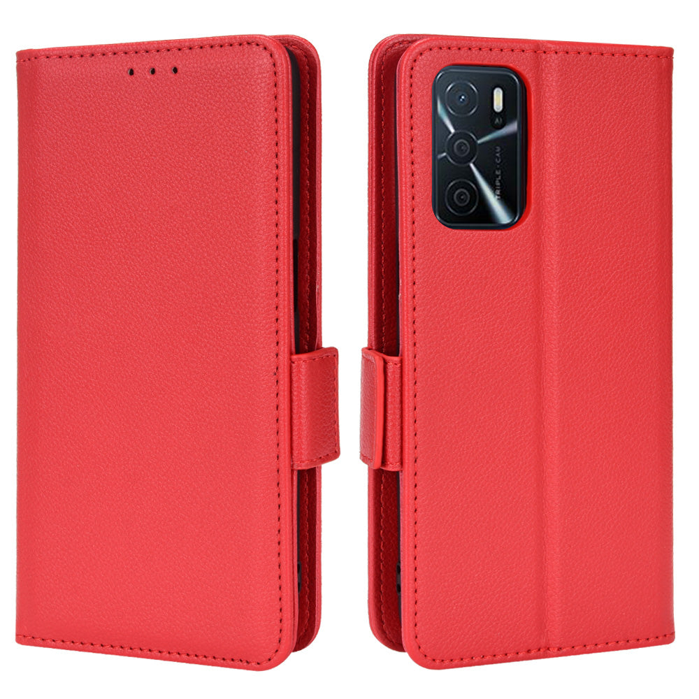 Stand Magnetic Closure Litchi Texture PU Leather Wallet Case Shockproof TPU Flip Cover for Oppo A54s / A16s / A16 / A54 4G / A55 4G/5G / A53s 5G