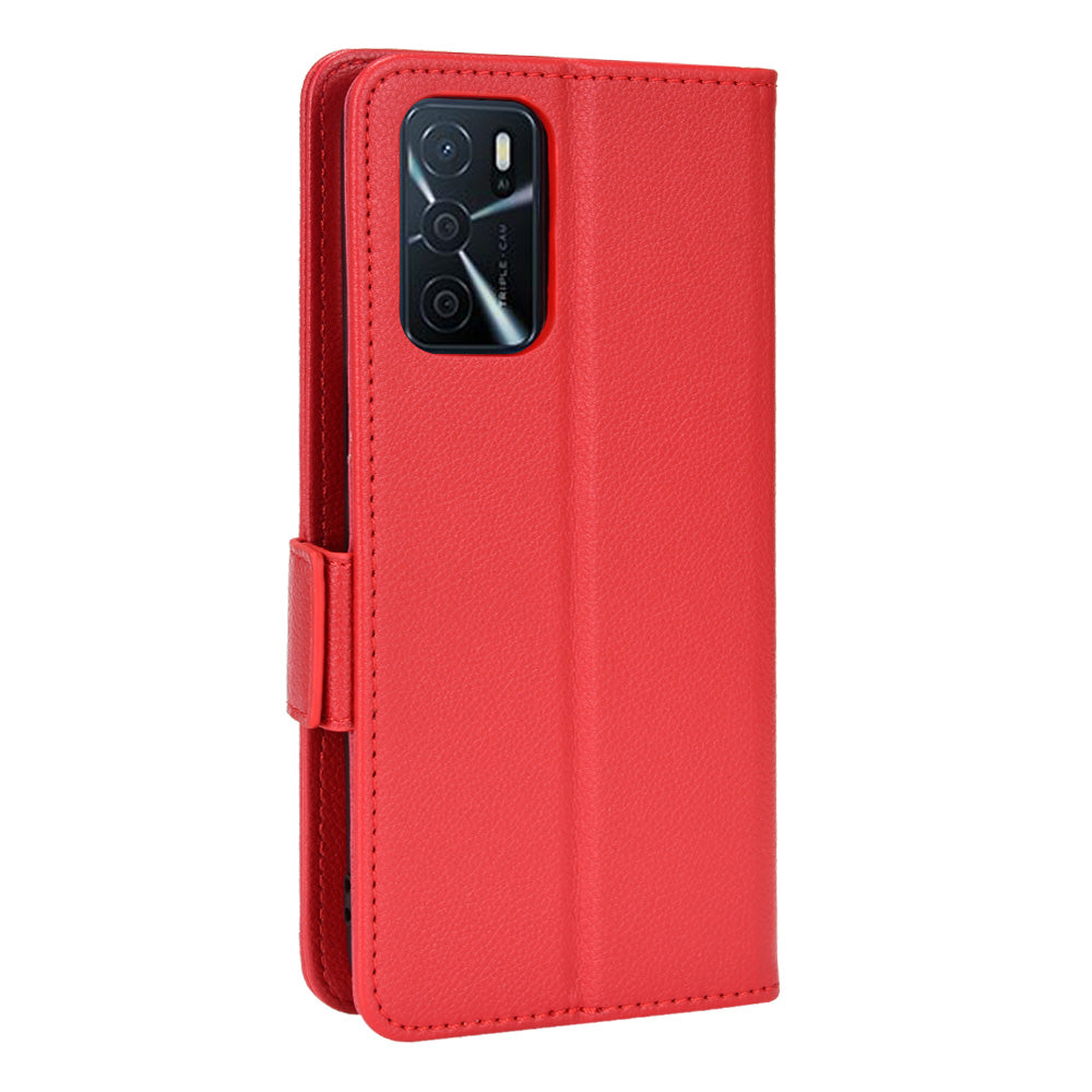 Stand Magnetic Closure Litchi Texture PU Leather Wallet Case Shockproof TPU Flip Cover for Oppo A54s / A16s / A16 / A54 4G / A55 4G/5G / A53s 5G