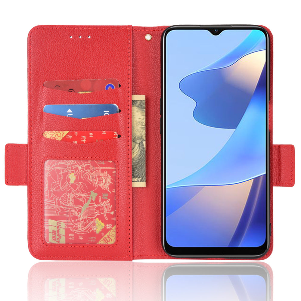 Stand Magnetic Closure Litchi Texture PU Leather Wallet Case Shockproof TPU Flip Cover for Oppo A54s / A16s / A16 / A54 4G / A55 4G/5G / A53s 5G