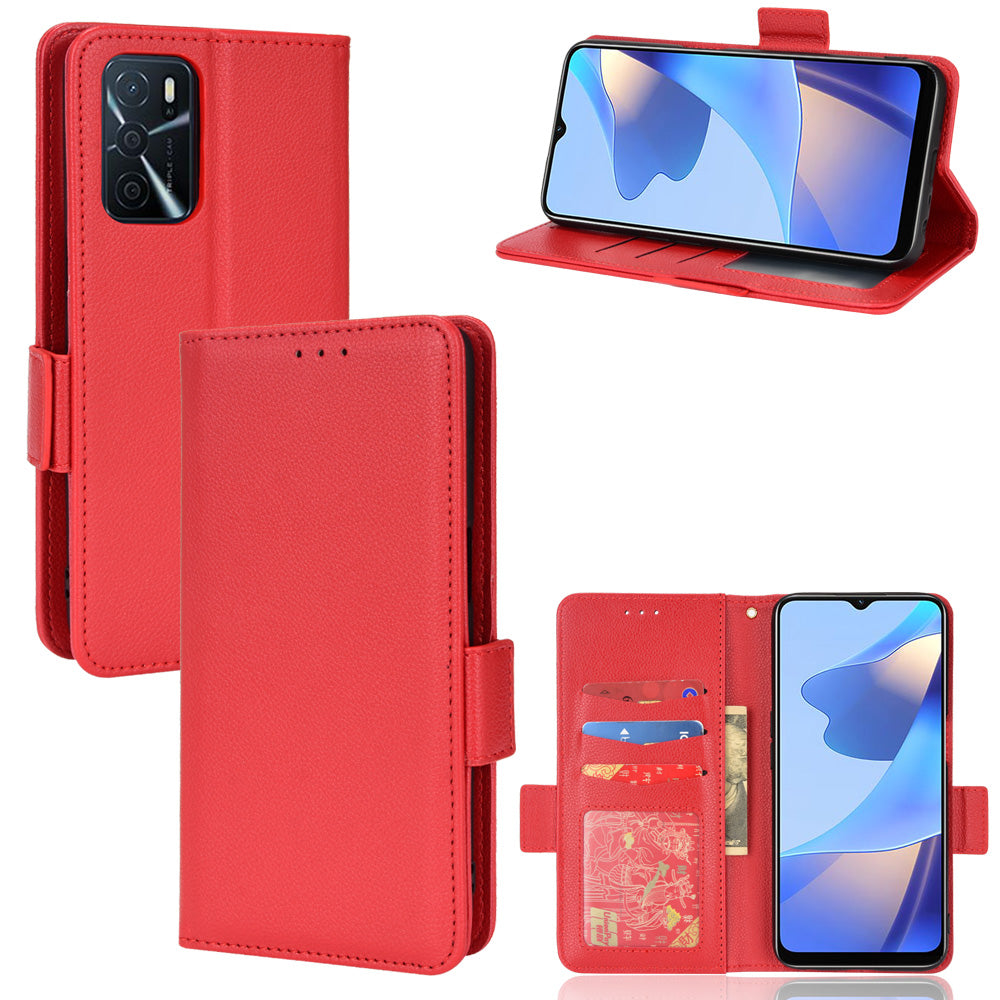 Stand Magnetic Closure Litchi Texture PU Leather Wallet Case Shockproof TPU Flip Cover for Oppo A54s / A16s / A16 / A54 4G / A55 4G/5G / A53s 5G