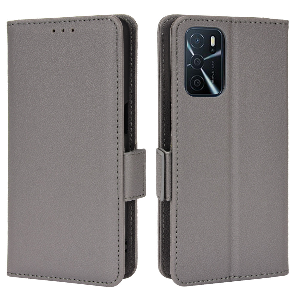 Stand Magnetic Closure Litchi Texture PU Leather Wallet Case Shockproof TPU Flip Cover for Oppo A54s / A16s / A16 / A54 4G / A55 4G/5G / A53s 5G