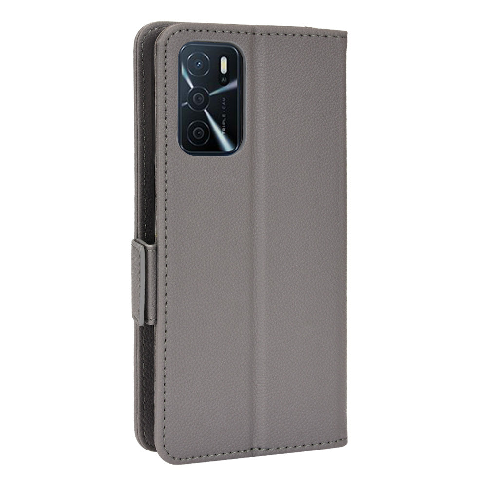 Stand Magnetic Closure Litchi Texture PU Leather Wallet Case Shockproof TPU Flip Cover for Oppo A54s / A16s / A16 / A54 4G / A55 4G/5G / A53s 5G