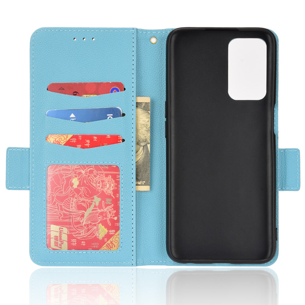 Stand Magnetic Closure Litchi Texture PU Leather Wallet Case Shockproof TPU Flip Cover for Oppo A54s / A16s / A16 / A54 4G / A55 4G/5G / A53s 5G