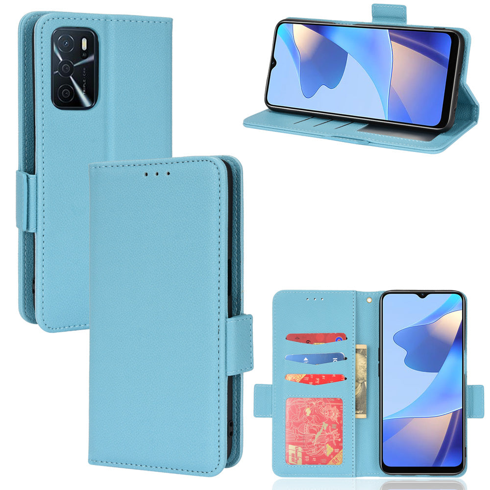 Stand Magnetic Closure Litchi Texture PU Leather Wallet Case Shockproof TPU Flip Cover for Oppo A54s / A16s / A16 / A54 4G / A55 4G/5G / A53s 5G