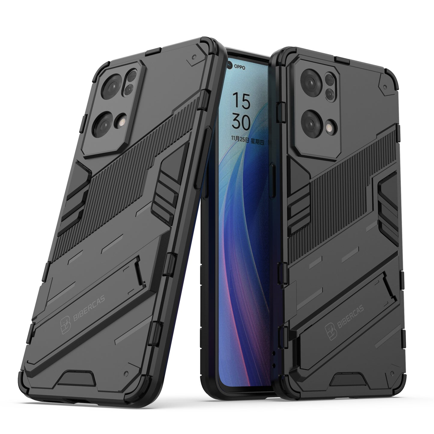 Scratch Resistant Hard PC Shockproof Anti-Drop TPU Protective Cover with Kickstand for Oppo Reno7 Pro 5G