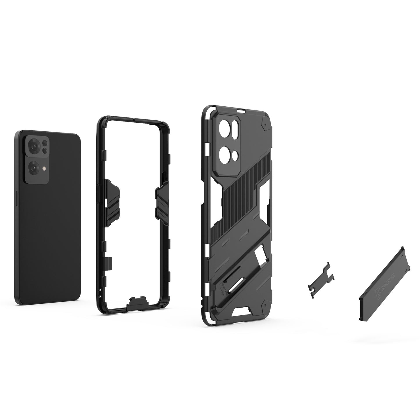 Scratch Resistant Hard PC Shockproof Anti-Drop TPU Protective Cover with Kickstand for Oppo Reno7 Pro 5G