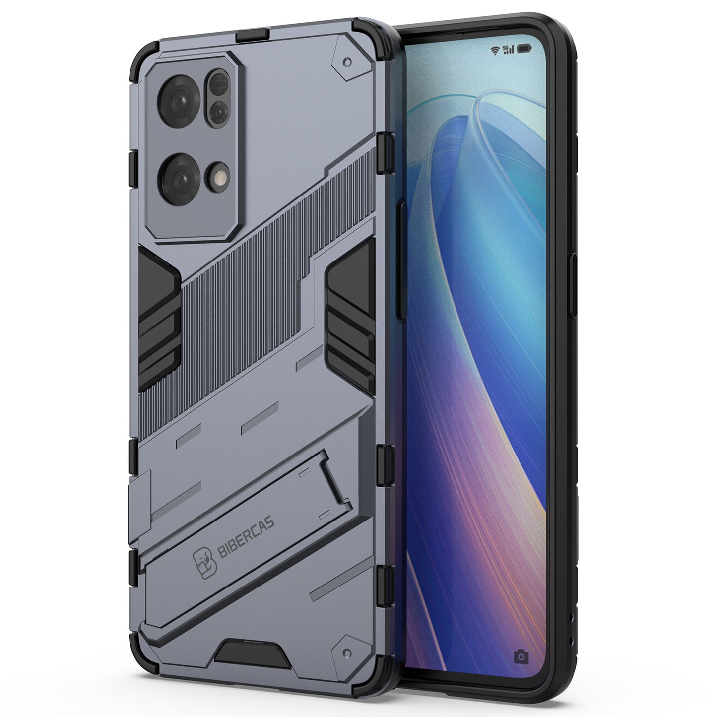 Scratch Resistant Hard PC Shockproof Anti-Drop TPU Protective Cover with Kickstand for Oppo Reno7 Pro 5G