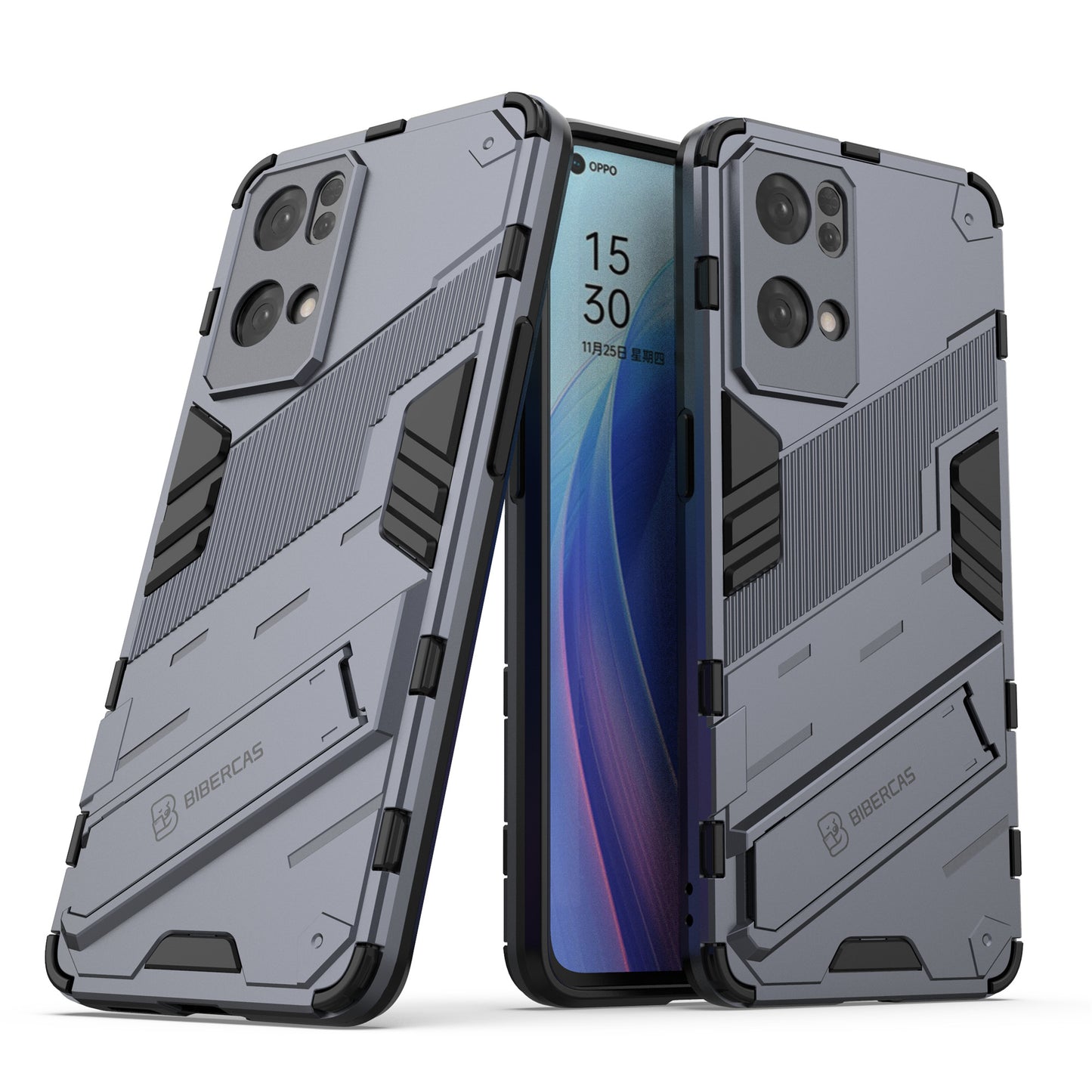 Scratch Resistant Hard PC Shockproof Anti-Drop TPU Protective Cover with Kickstand for Oppo Reno7 Pro 5G