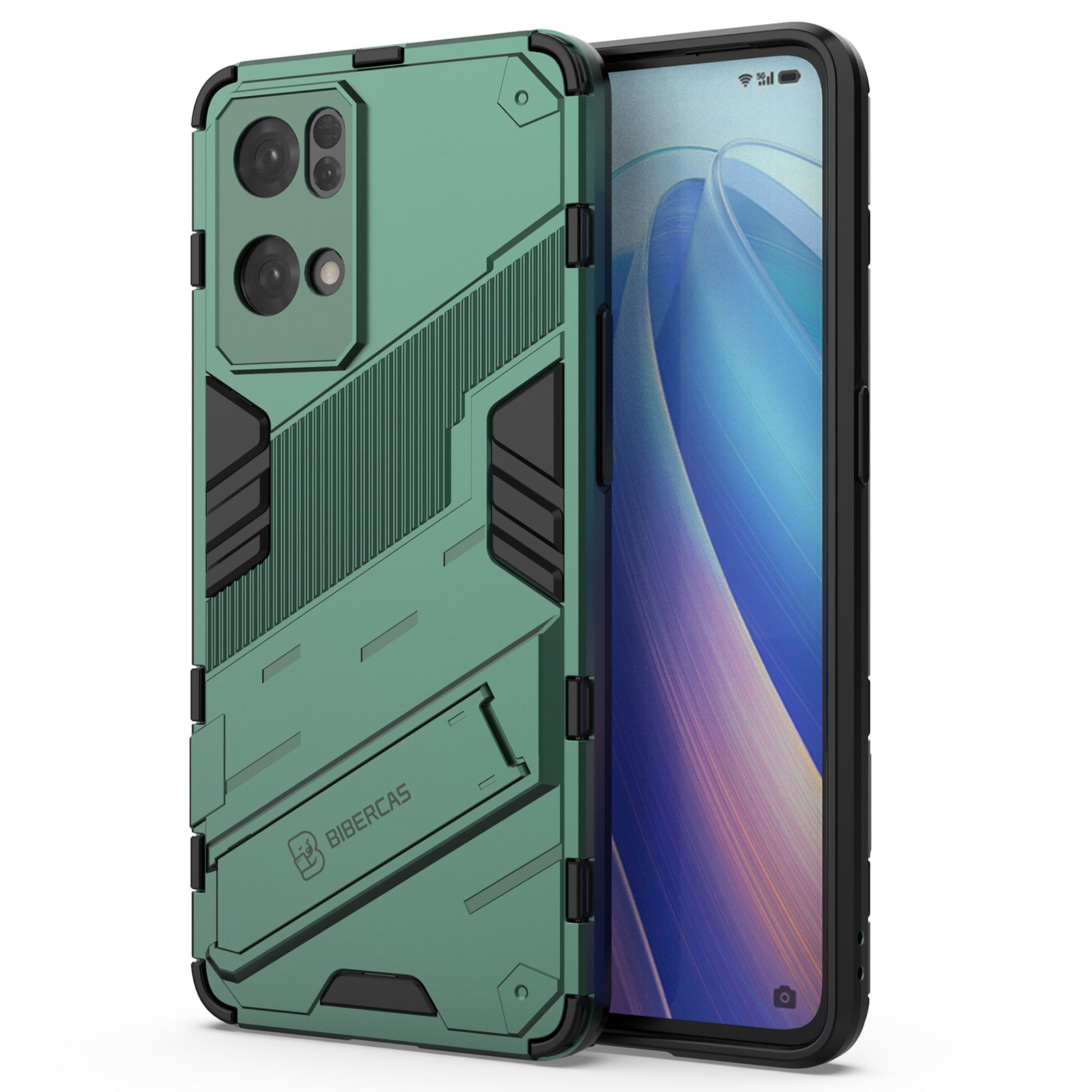 Scratch Resistant Hard PC Shockproof Anti-Drop TPU Protective Cover with Kickstand for Oppo Reno7 Pro 5G