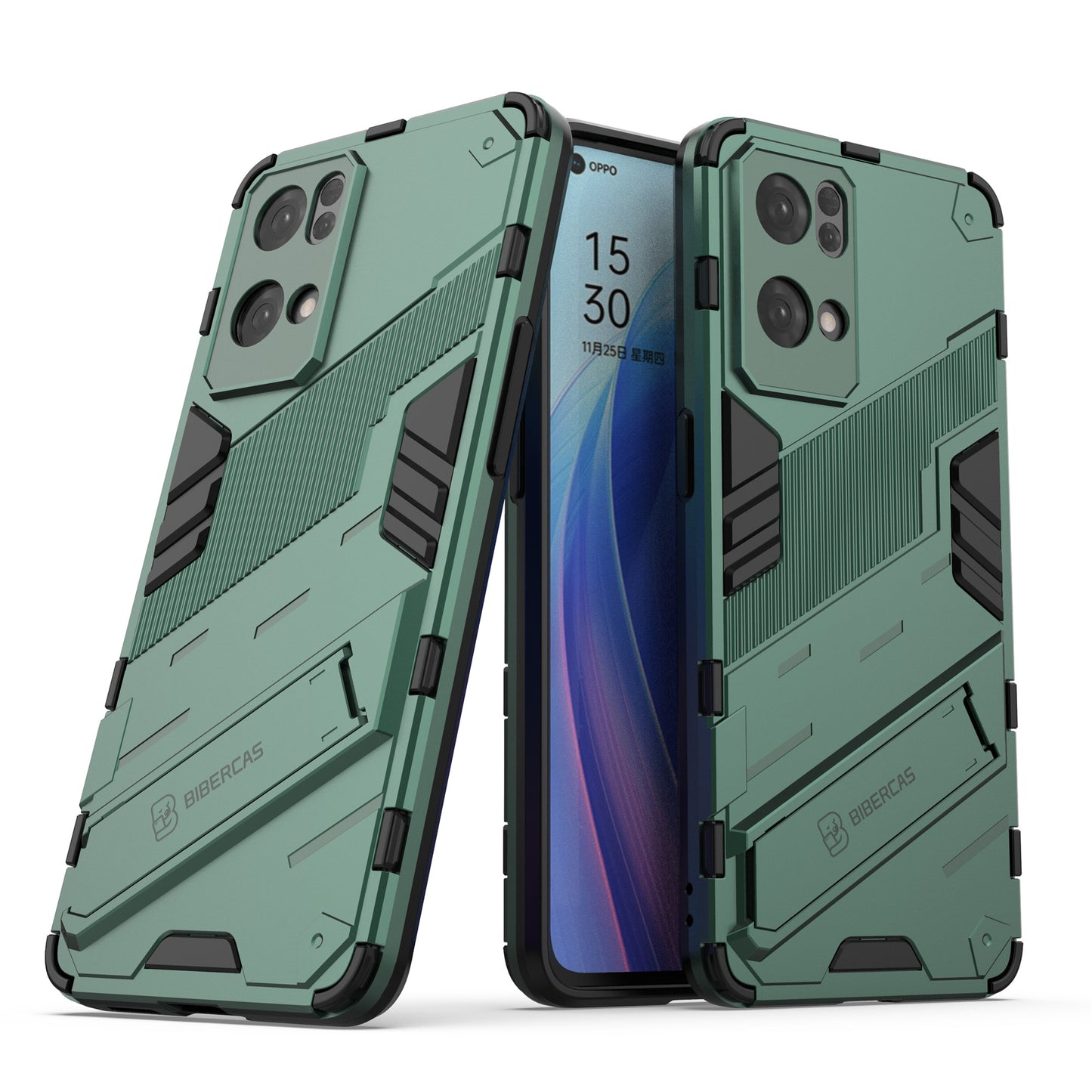 Scratch Resistant Hard PC Shockproof Anti-Drop TPU Protective Cover with Kickstand for Oppo Reno7 Pro 5G