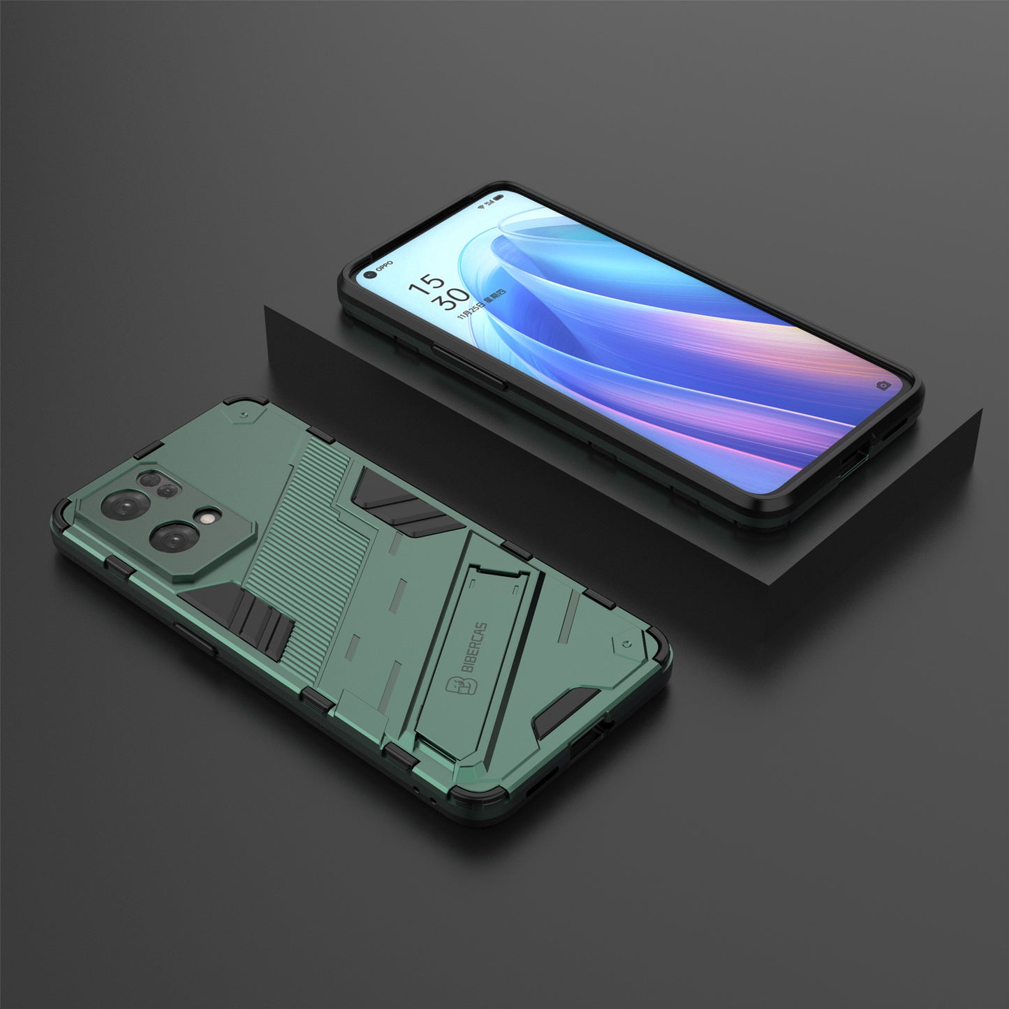 Scratch Resistant Hard PC Shockproof Anti-Drop TPU Protective Cover with Kickstand for Oppo Reno7 Pro 5G