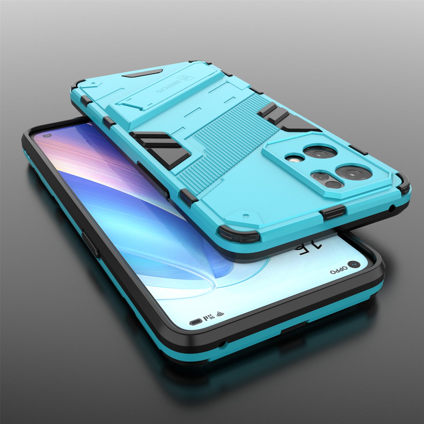 Scratch Resistant Hard PC Shockproof Anti-Drop TPU Protective Cover with Kickstand for Oppo Reno7 Pro 5G