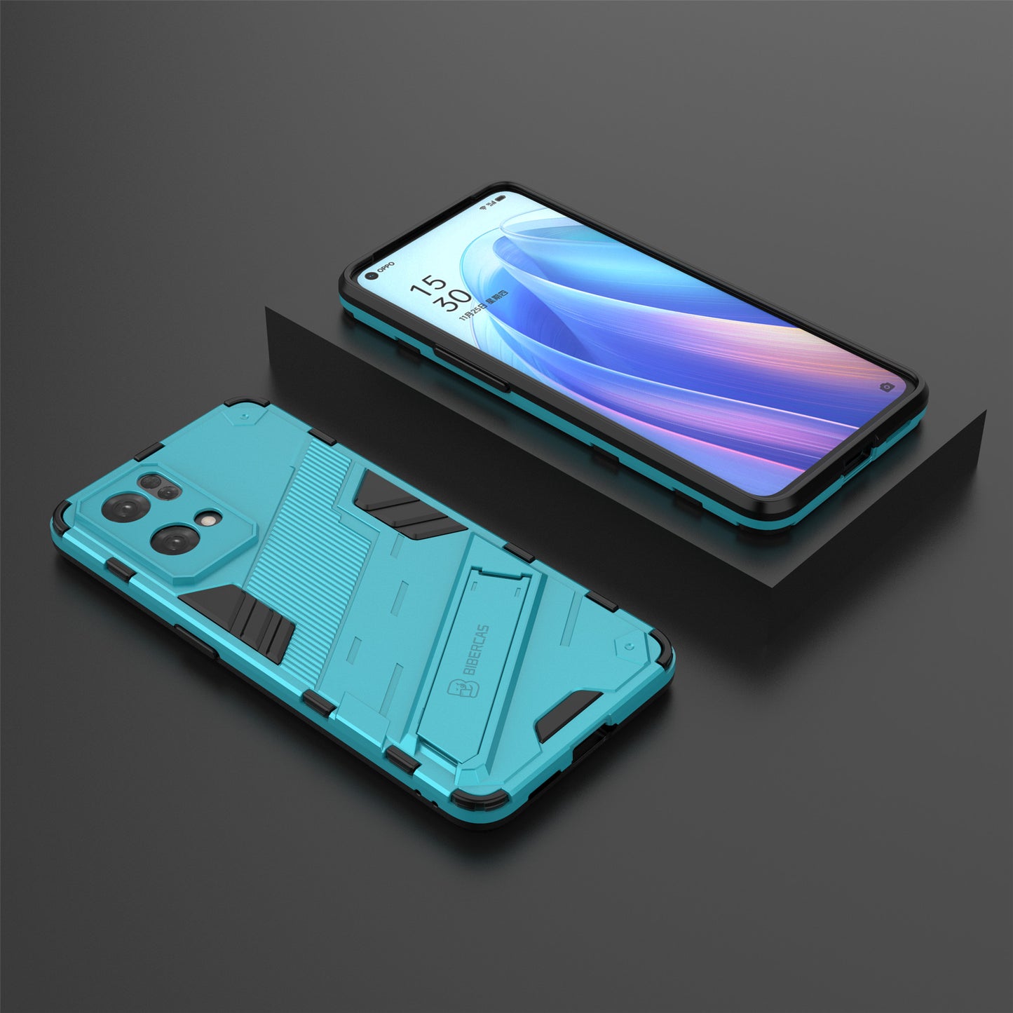 Scratch Resistant Hard PC Shockproof Anti-Drop TPU Protective Cover with Kickstand for Oppo Reno7 Pro 5G