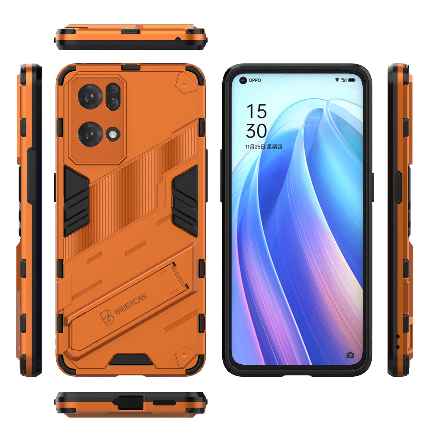 Scratch Resistant Hard PC Shockproof Anti-Drop TPU Protective Cover with Kickstand for Oppo Reno7 Pro 5G