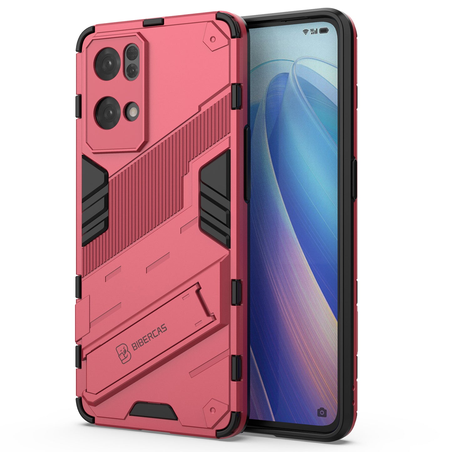 Scratch Resistant Hard PC Shockproof Anti-Drop TPU Protective Cover with Kickstand for Oppo Reno7 Pro 5G