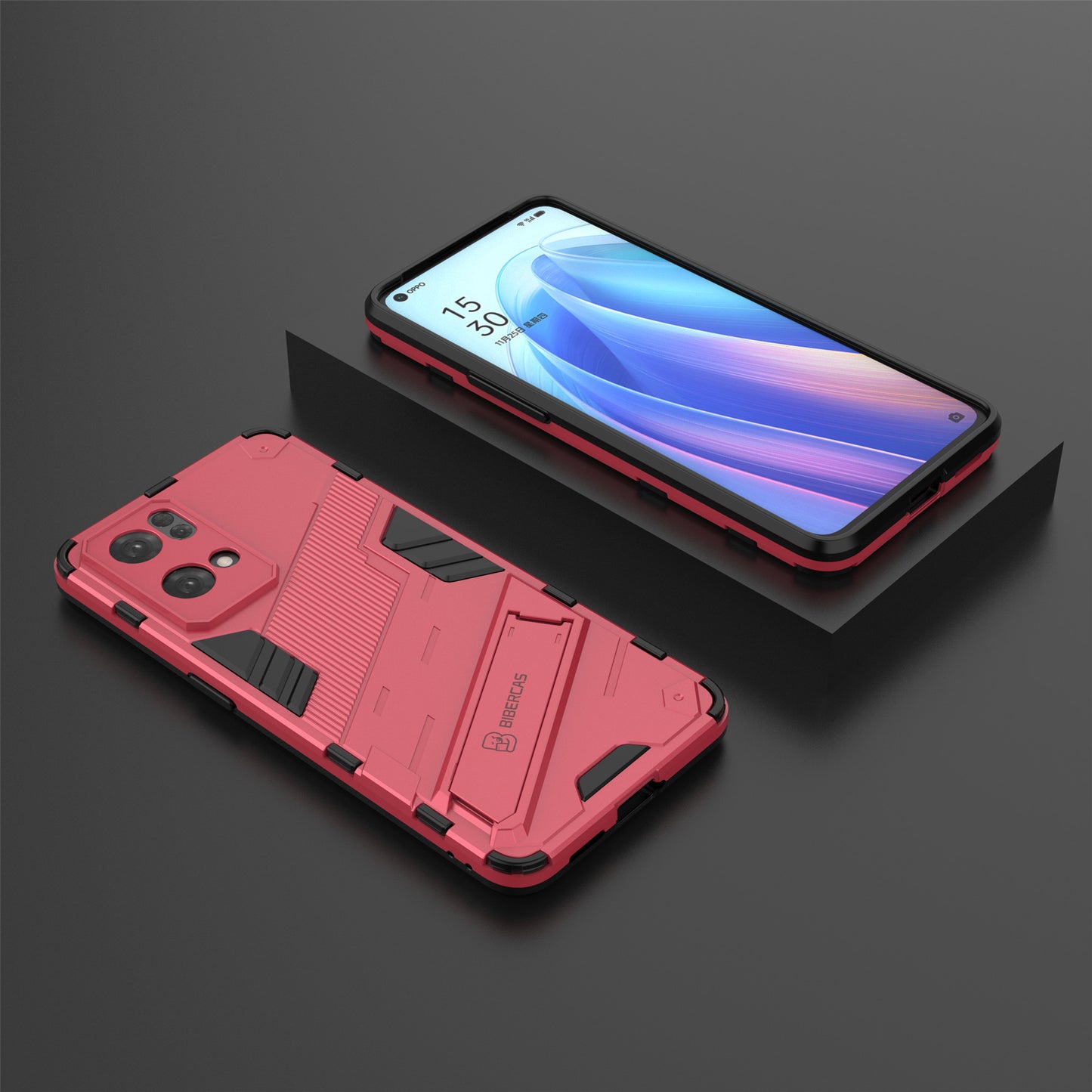 Scratch Resistant Hard PC Shockproof Anti-Drop TPU Protective Cover with Kickstand for Oppo Reno7 Pro 5G