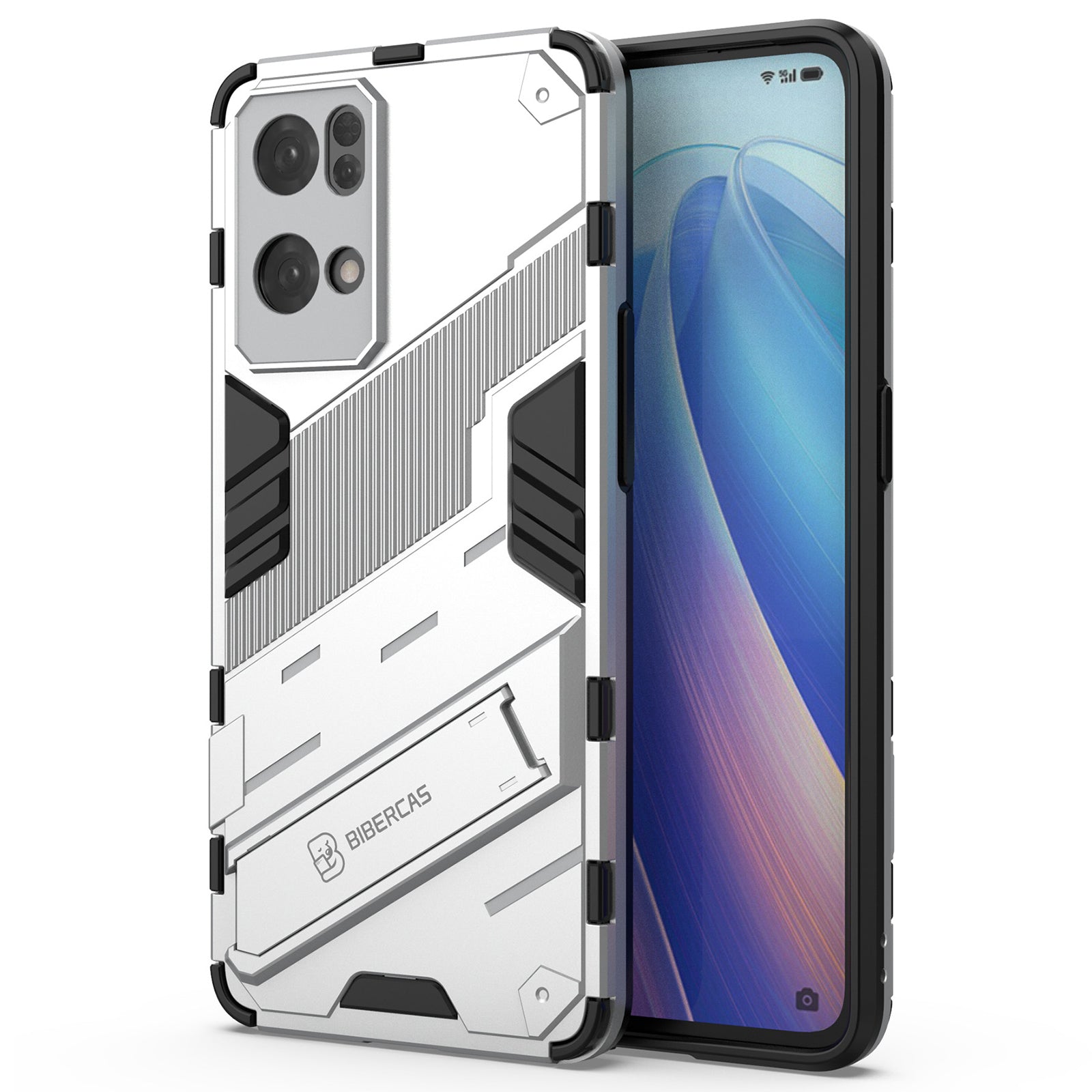 Scratch Resistant Hard PC Shockproof Anti-Drop TPU Protective Cover with Kickstand for Oppo Reno7 Pro 5G