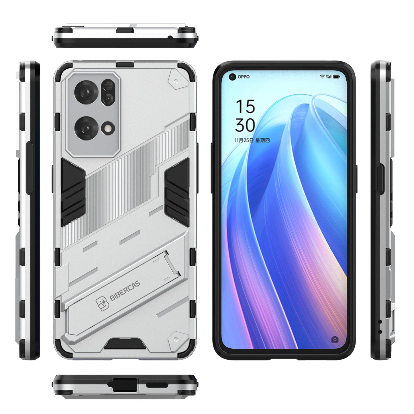 Scratch Resistant Hard PC Shockproof Anti-Drop TPU Protective Cover with Kickstand for Oppo Reno7 Pro 5G