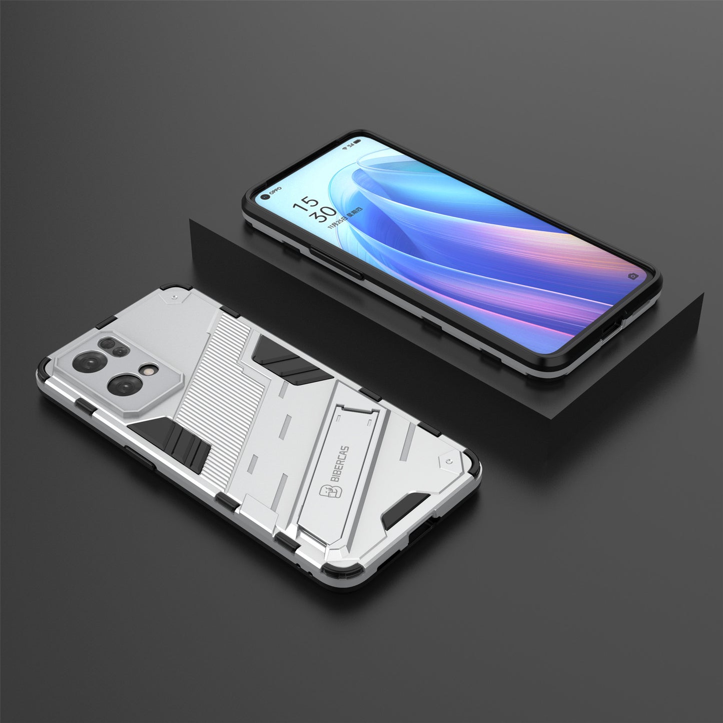 Scratch Resistant Hard PC Shockproof Anti-Drop TPU Protective Cover with Kickstand for Oppo Reno7 Pro 5G