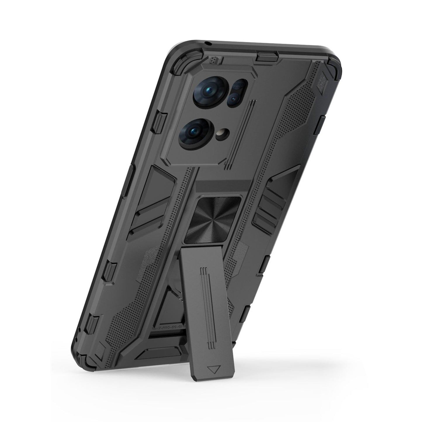 Dual-Layer Soft Flexible TPU Hard PC Anti-Slip Protective Phone Case with Kickstand for Oppo Reno7 Pro 5G