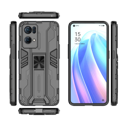 Dual-Layer Soft Flexible TPU Hard PC Anti-Slip Protective Phone Case with Kickstand for Oppo Reno7 Pro 5G