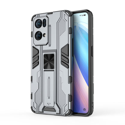 Dual-Layer Soft Flexible TPU Hard PC Anti-Slip Protective Phone Case with Kickstand for Oppo Reno7 Pro 5G