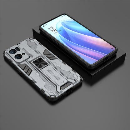 Dual-Layer Soft Flexible TPU Hard PC Anti-Slip Protective Phone Case with Kickstand for Oppo Reno7 Pro 5G