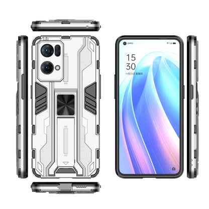 Dual-Layer Soft Flexible TPU Hard PC Anti-Slip Protective Phone Case with Kickstand for Oppo Reno7 Pro 5G