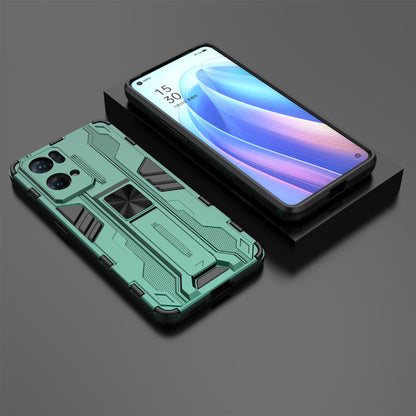 Dual-Layer Soft Flexible TPU Hard PC Anti-Slip Protective Phone Case with Kickstand for Oppo Reno7 Pro 5G