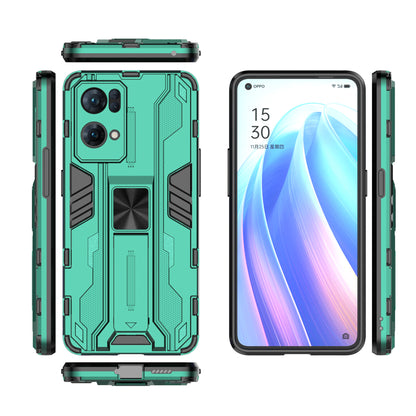 Dual-Layer Soft Flexible TPU Hard PC Anti-Slip Protective Phone Case with Kickstand for Oppo Reno7 Pro 5G