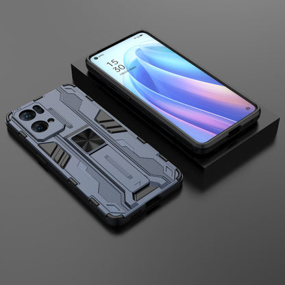 Dual-Layer Soft Flexible TPU Hard PC Anti-Slip Protective Phone Case with Kickstand for Oppo Reno7 Pro 5G