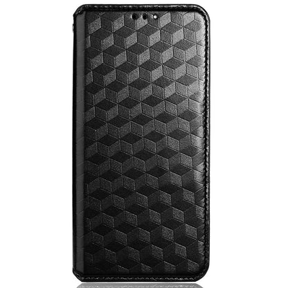 3D Rhombus Pattern Imprinted Impact Buffer Phone Case Magnetic Auto Closing PU Leather Protective Cover with Stand Wallet for Oppo F19 Pro+ 5G/A94 5G/A95 5G/Reno5 Z