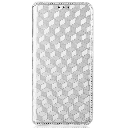 3D Rhombus Pattern Imprinted Impact Buffer Phone Case Magnetic Auto Closing PU Leather Protective Cover with Stand Wallet for Oppo F19 Pro+ 5G/A94 5G/A95 5G/Reno5 Z