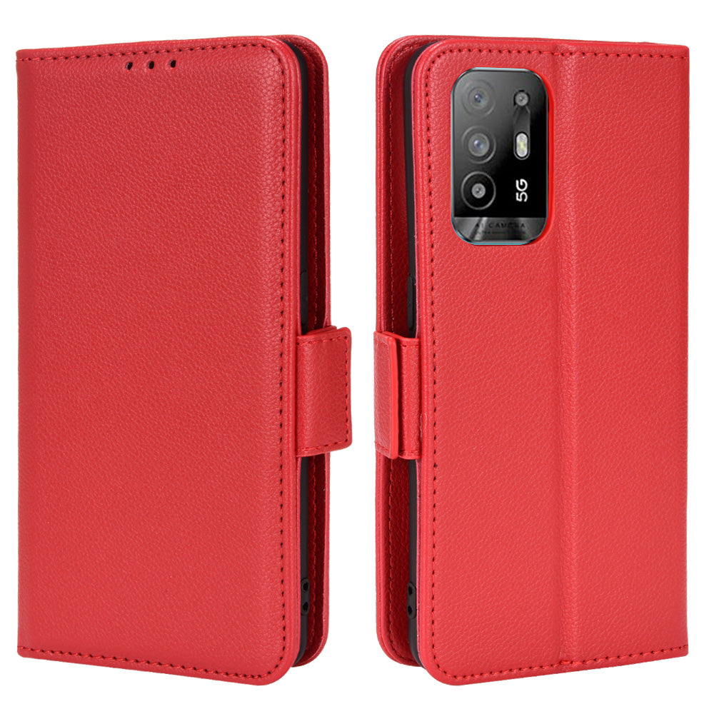 Well-protected Litchi Texture PU Leather Protective Cover Stand Wallet Phone Case for Oppo F19 Pro+ 5G/A94 5G/A95 5G/Reno5 Z