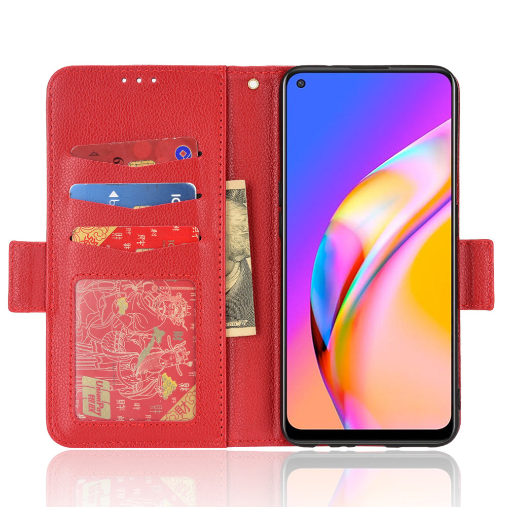 Well-protected Litchi Texture PU Leather Protective Cover Stand Wallet Phone Case for Oppo F19 Pro+ 5G/A94 5G/A95 5G/Reno5 Z