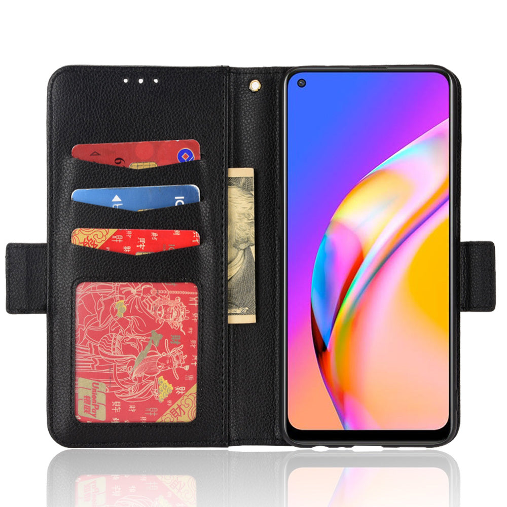 Well-protected Litchi Texture PU Leather Protective Cover Stand Wallet Phone Case for Oppo F19 Pro+ 5G/A94 5G/A95 5G/Reno5 Z