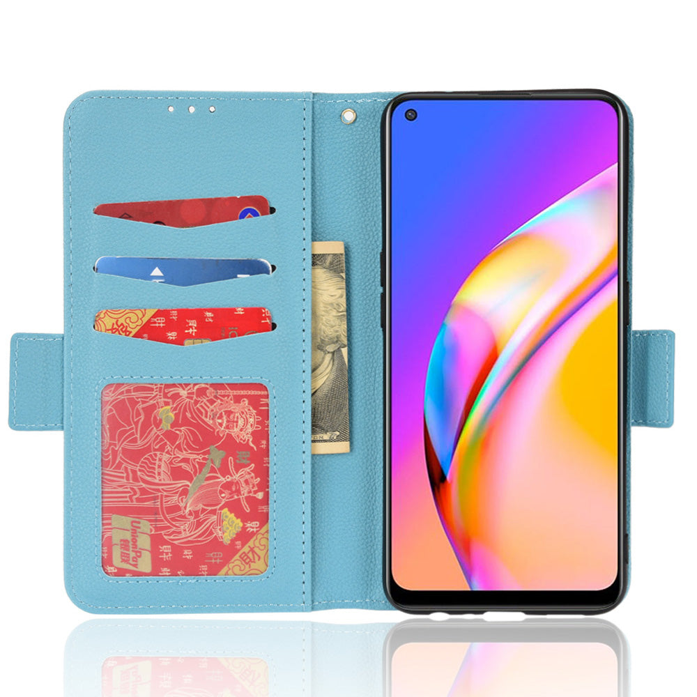 Well-protected Litchi Texture PU Leather Protective Cover Stand Wallet Phone Case for Oppo F19 Pro+ 5G/A94 5G/A95 5G/Reno5 Z